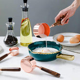 MEASURING  CUPS WITH LONG WOOD HANDLE 4-PC SET - COPPER - Mabrook Hotel Supplies